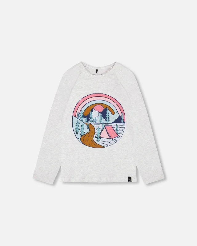 Raglan Sleeve T-Shirt With Print Light Blue Mix