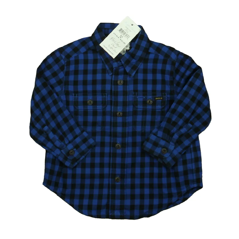 Ralph Lauren Boys Blue | Black Button Down Long Sleeve