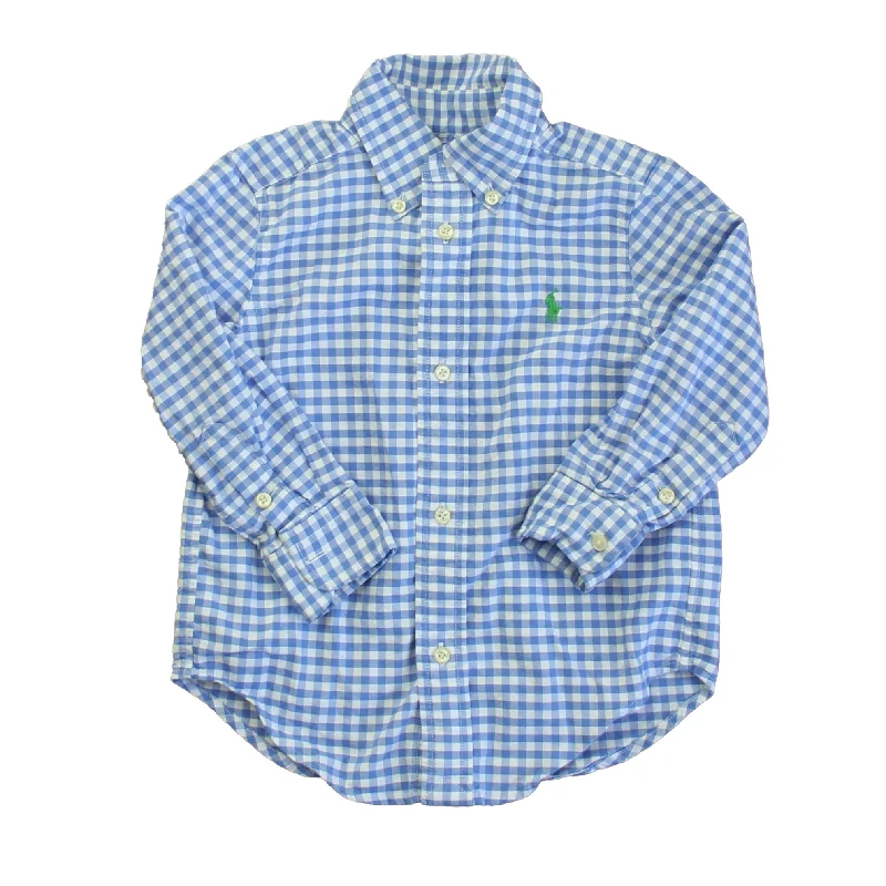 Ralph Lauren Boys Blue | White Button Down Long Sleeve