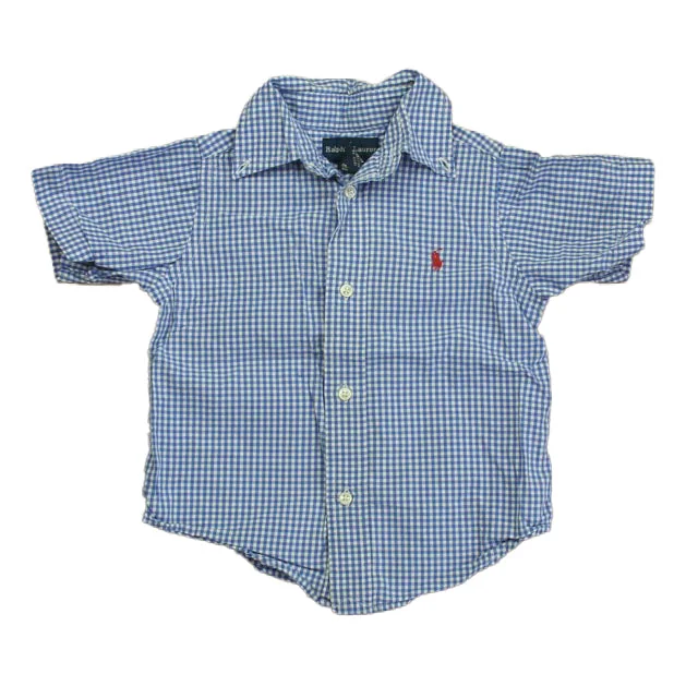 Ralph Lauren Boys Blue | White Button Down Short Sleeve