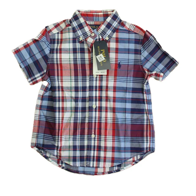 Ralph Lauren Boys Red | Blue Plaid Button Down Short Sleeve