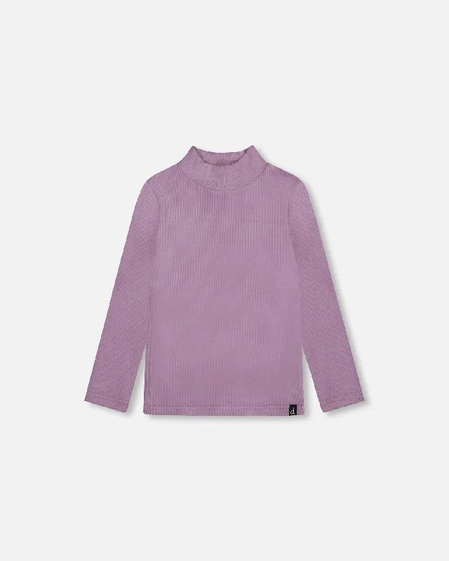 Super Soft Brushed Mock Neck Top Lilac