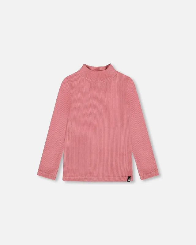 Super Soft Brushed Mock Neck Top Pink