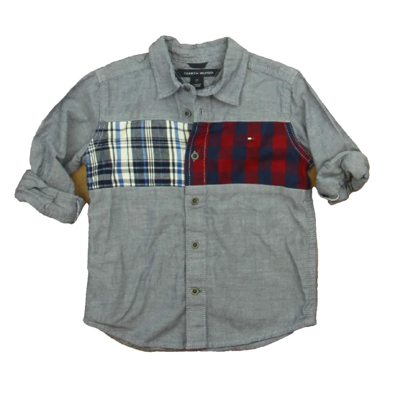 Tommy Hilfiger Boys Blue | Red Plaid Button Down Long Sleeve